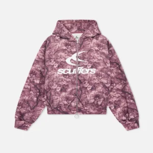 Scuffers Burgundy Zipper with Royal Flower